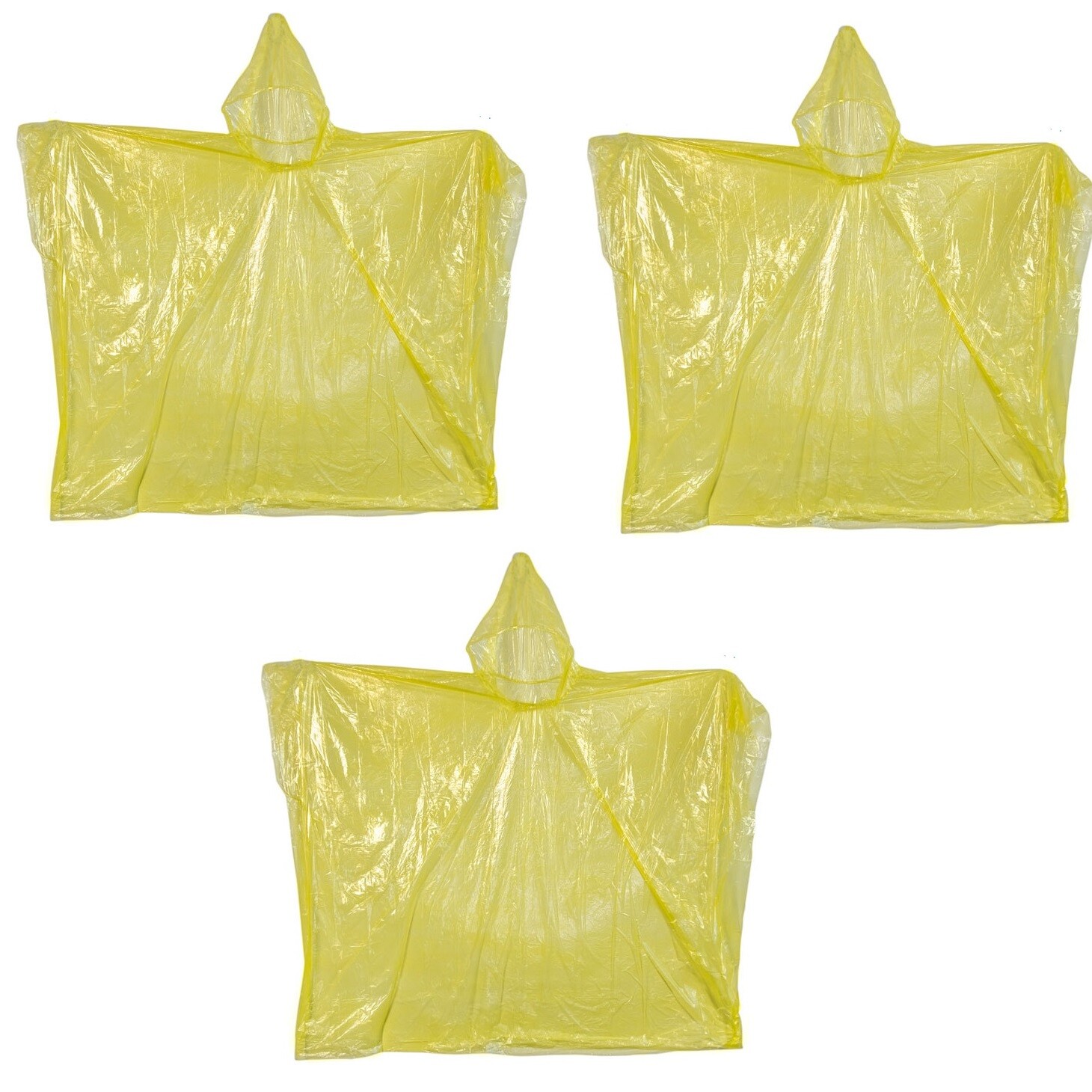 (3) Emergency Rain Poncho Survival Yellow Raincoat Outdoor Concerts Parks Camp