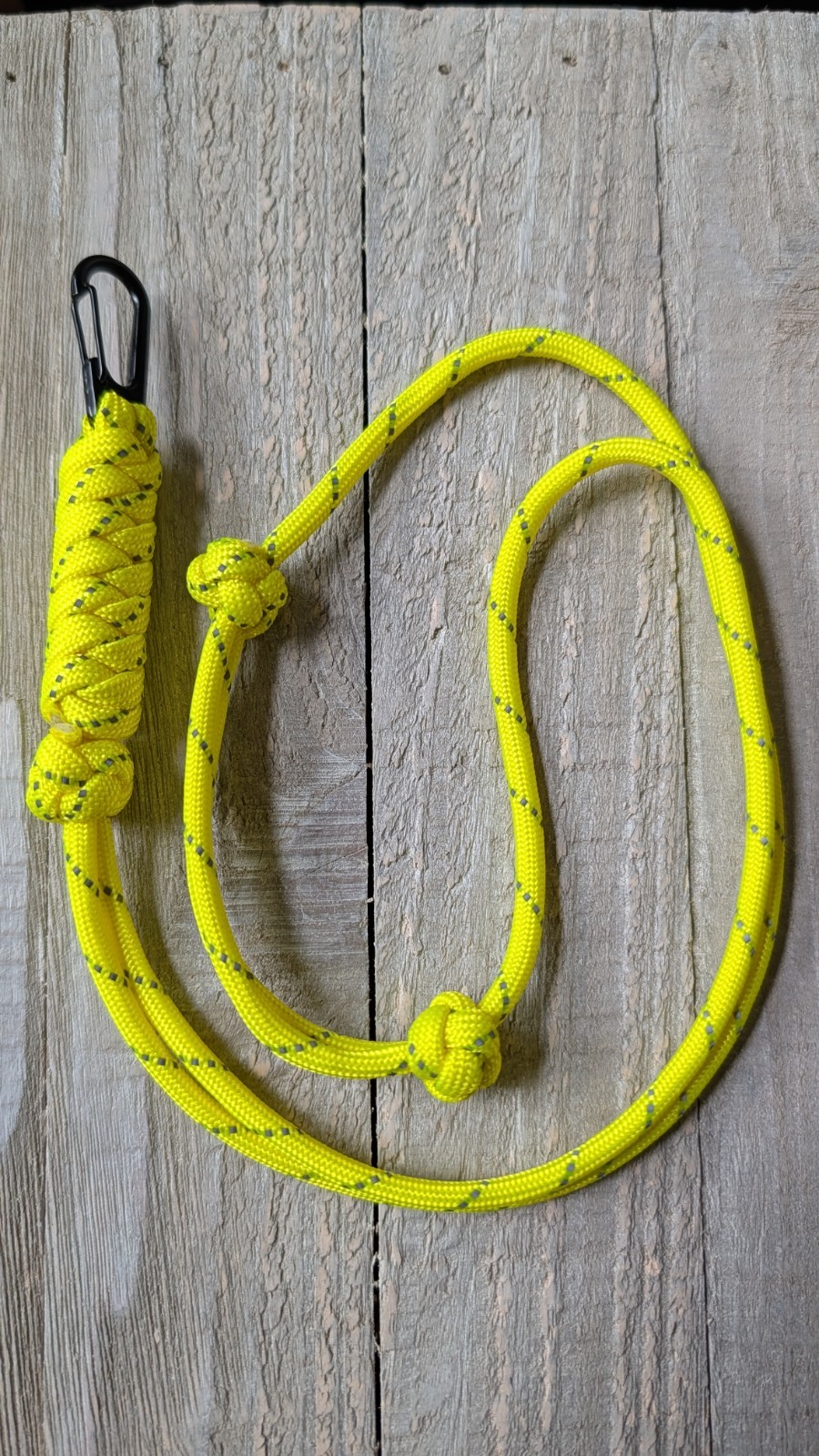 Paracord Neck Lanyard with Clip – Fully Adjustable – Reflective Yellow