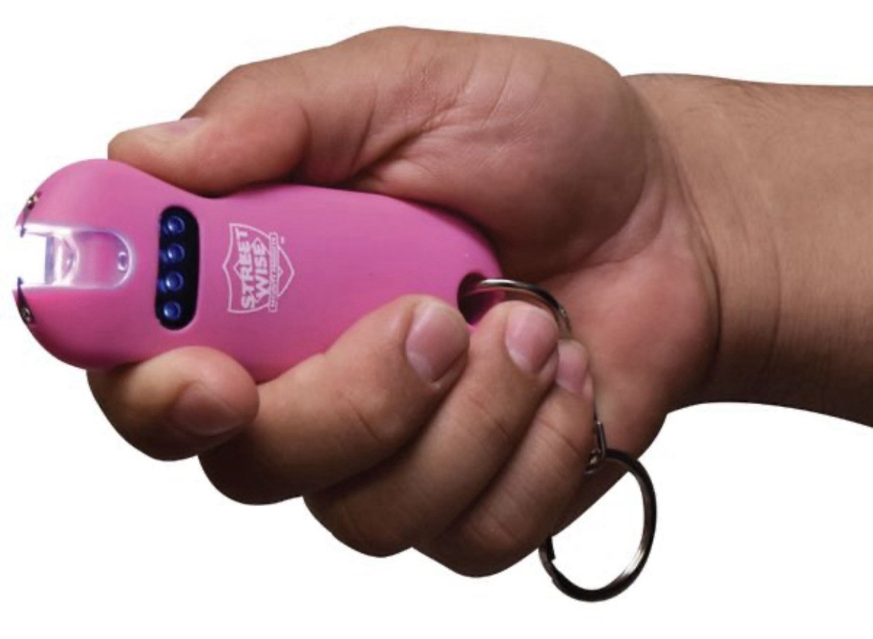 SMART Stun Gun WOMEN Pink Flashlight QUICK RELEASE battery meter RECHARGEABLE