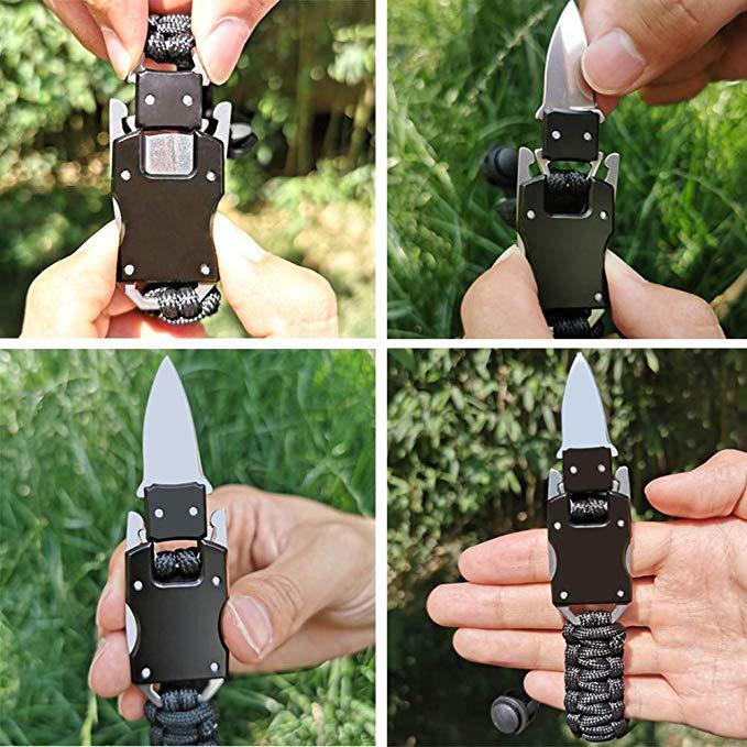 2 PCS Black Paracord Tactical Knife Bracelet Bulk Kit Survival Gear EDC