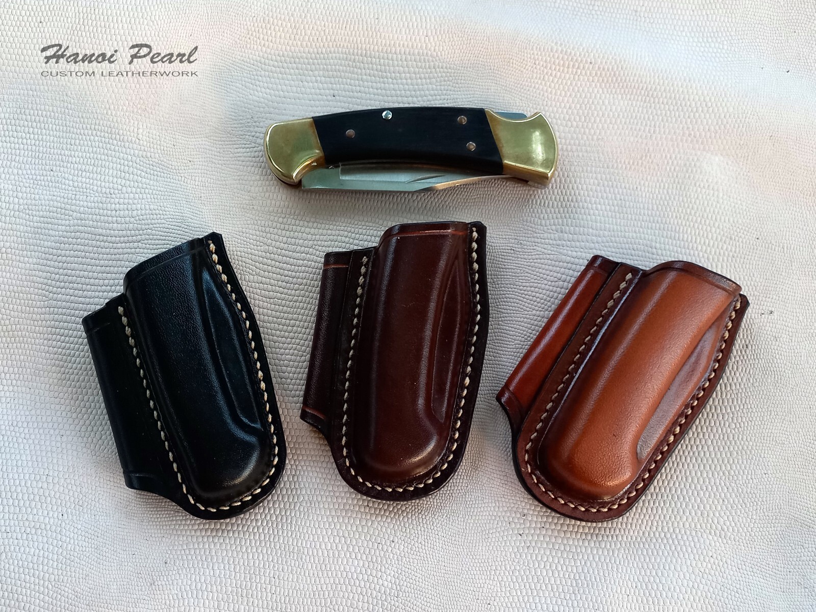 Buck 112 Ranger Sheath | Custom Horizontal Leather Sheath | Left Handed Sheath