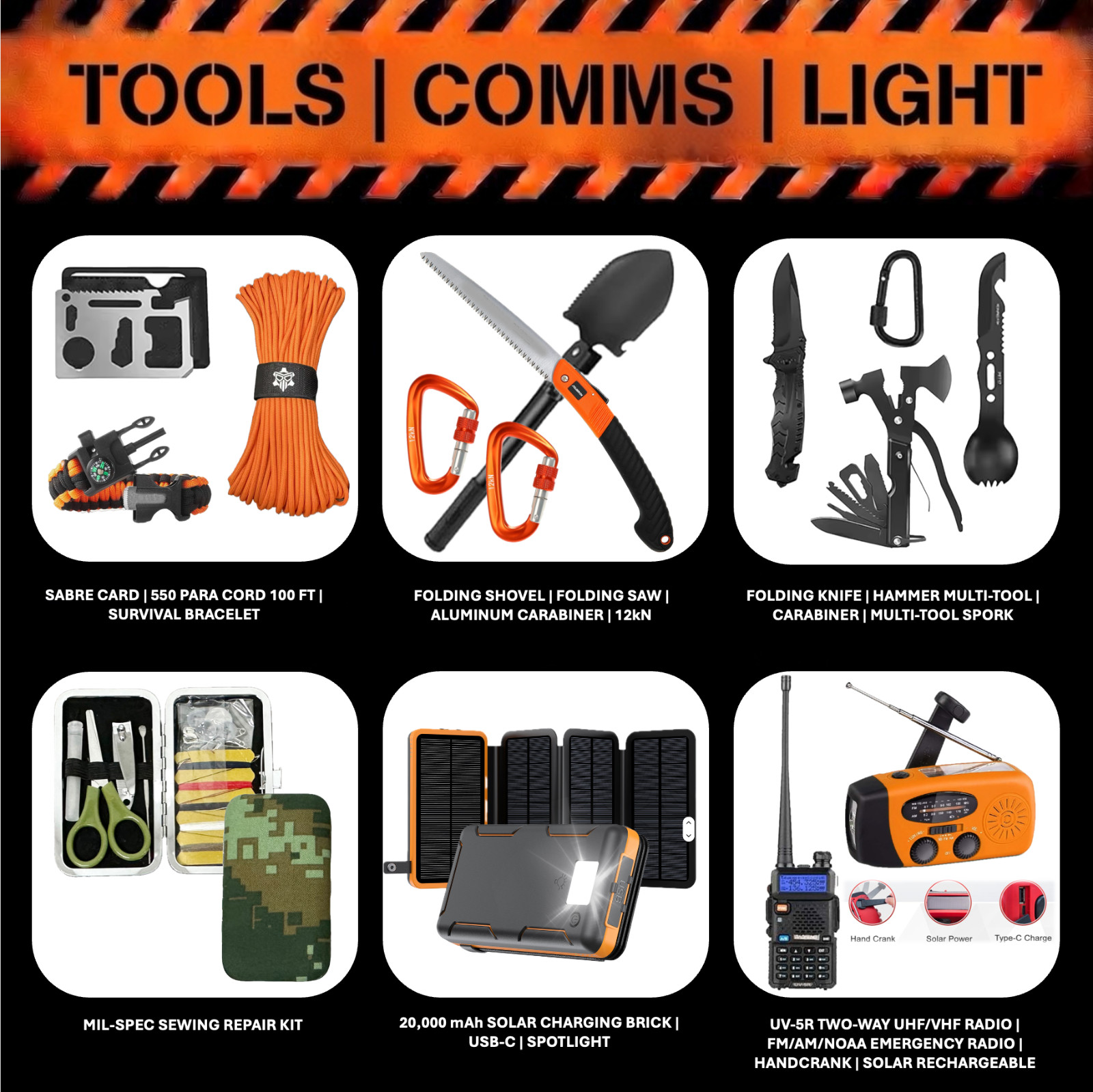 Emergency / Survival Kit / Bug Out Bag / Tactical Backpack / Two-Man 72+ Hours
