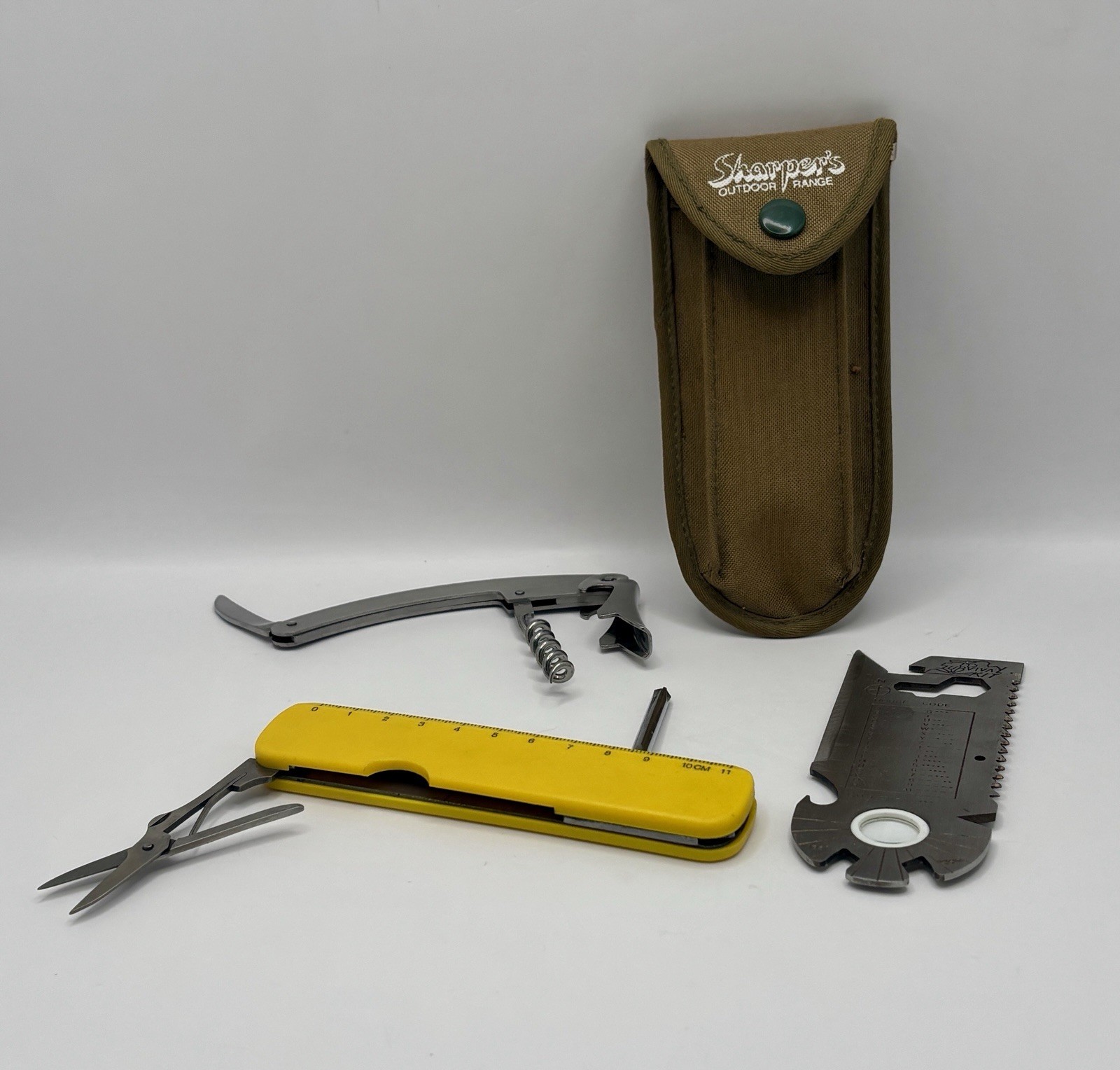 Survival Kit Canvas Case Portable Camping Hiking Knife Saw Morse-Code Reflector