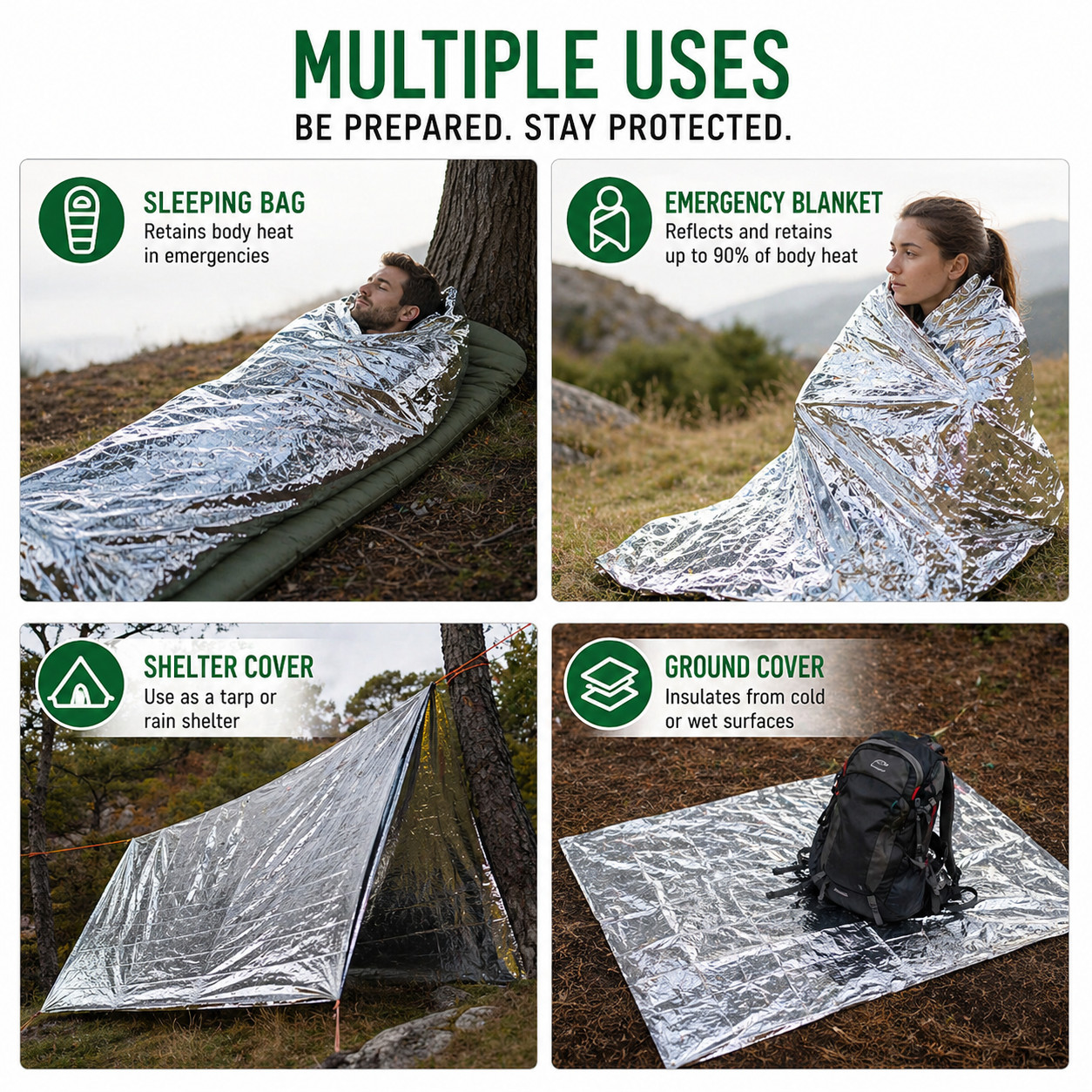 Mylar Emergency Sleeping Bag Thermal Bivy Survival Blanket Bug Out Bag Camping