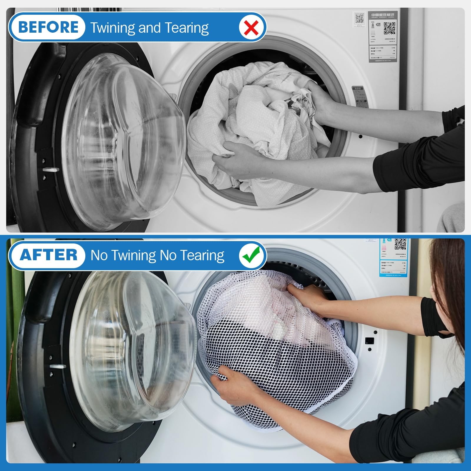 3Pcs Mesh Laundry Bags Washing Machine Wash Jumbo 3 pcs, White