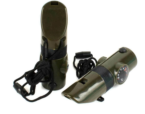 7 in 1 Compass Light Fire Starter Emergency Whistle Survival Camping Multi Tool