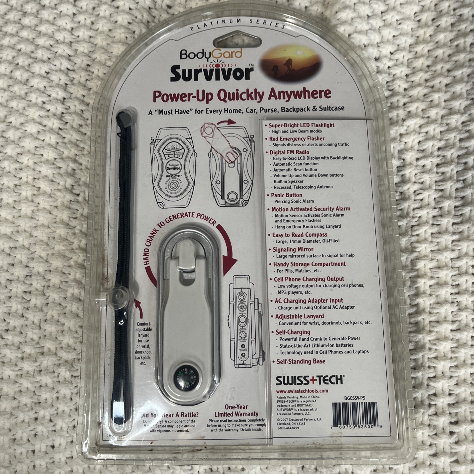 Swiss+Tech BodyGuard Survivor 12-in-1 Self-powered Emergency Companion – New