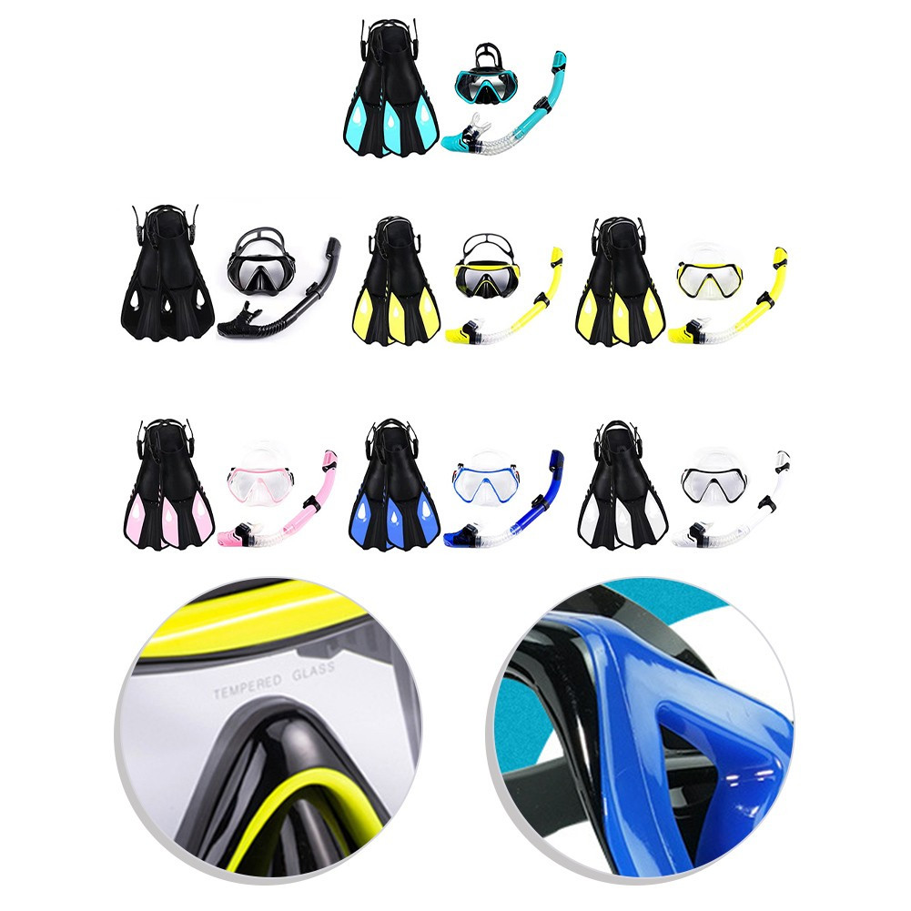 Snorkeling Set: Adjustable Mask, Dry Top Snorkel & Fins for Ultimate Comfort!