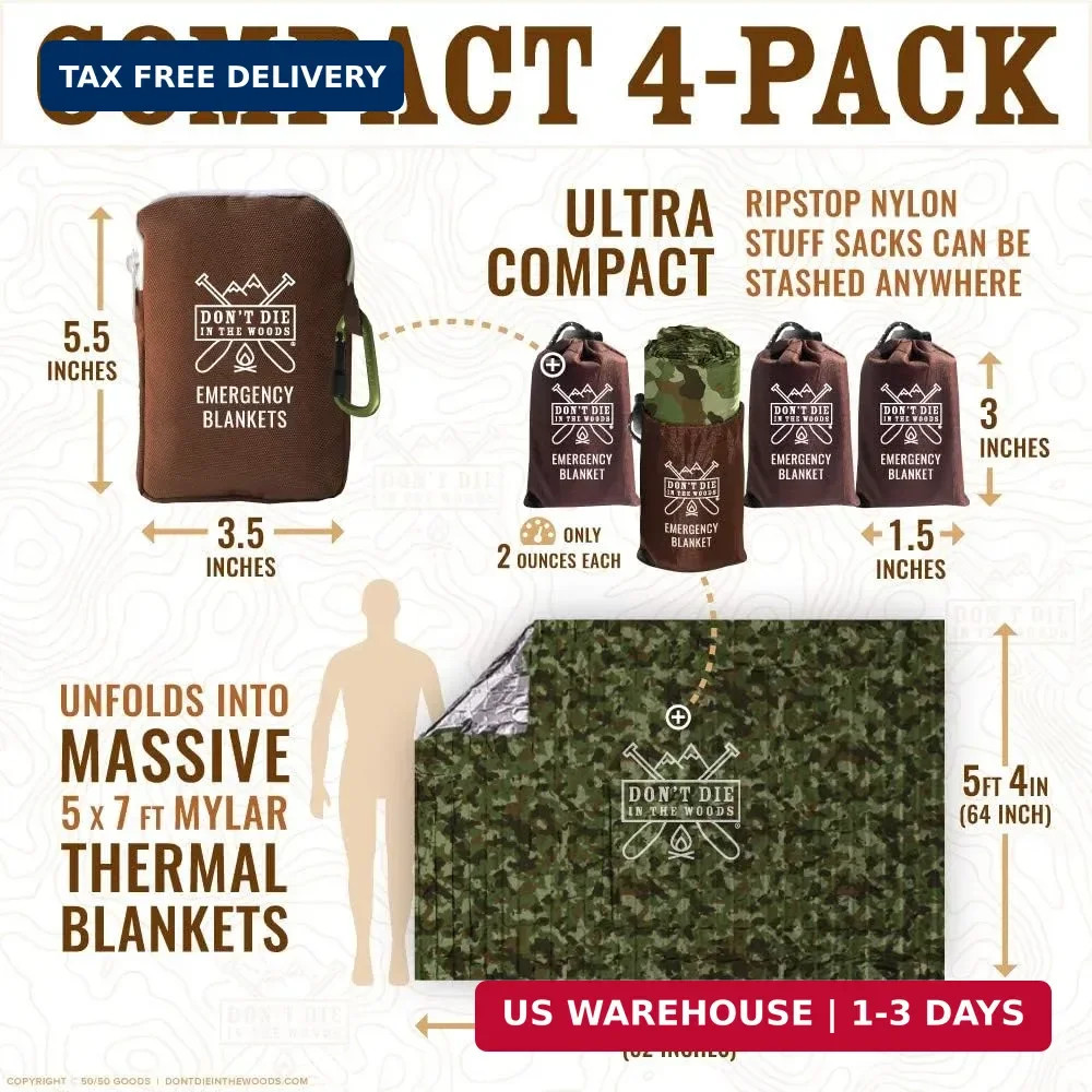 – Freakin’ Huge Emergency Blankets [4-Pack] Extra-Large Thermal Mylar Space Blan
