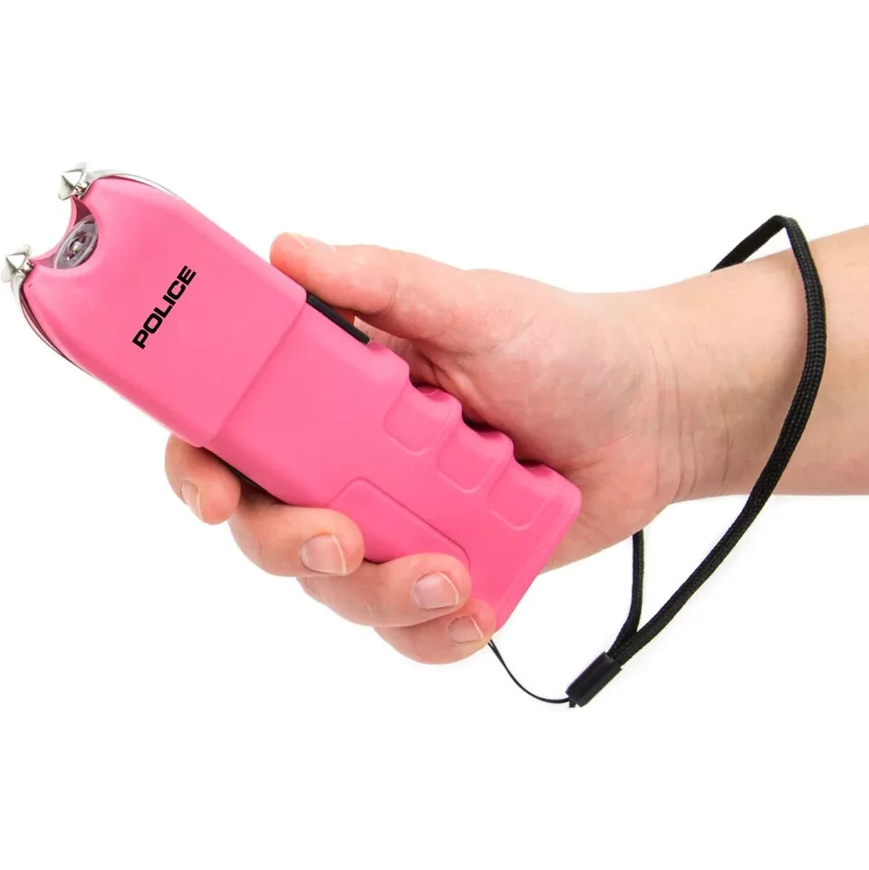 POLICE Stun Gun 928 Max Volt Heavy Duty Rechargeable LED Flashlight Pink