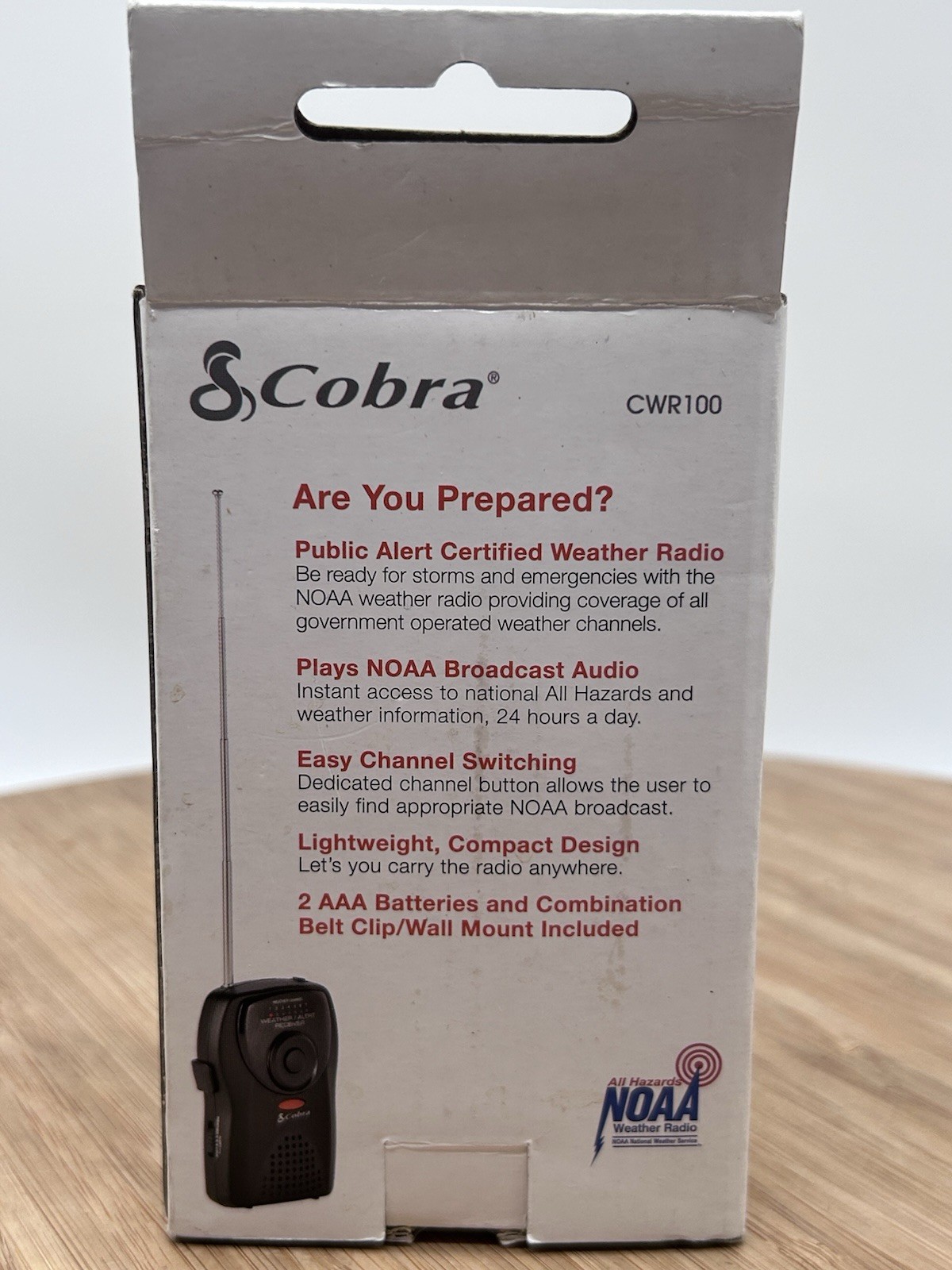 Cobra Weatherband CWR100 Portable Emergency Weather Radio with Box New