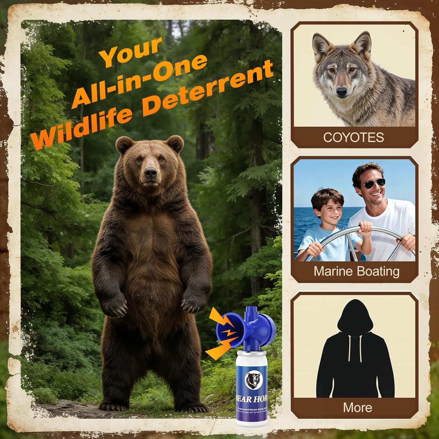 Nicehill 2 Pack Bear Horn, 122dB Loud Bear Horns to Scare Bear, Handheld Air Hor