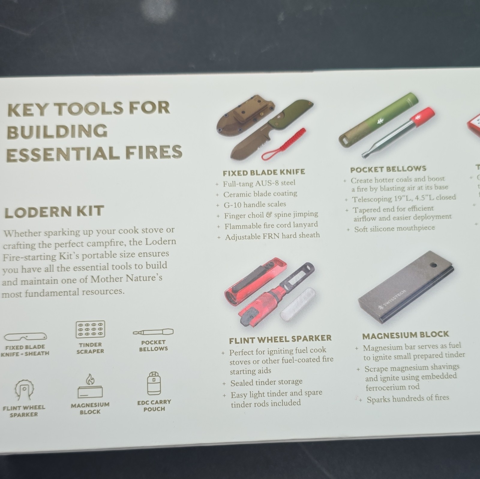 Swiss Tech Lodern Survival Kit Fixed Blade Knife & Magnesium Fire Starter Set