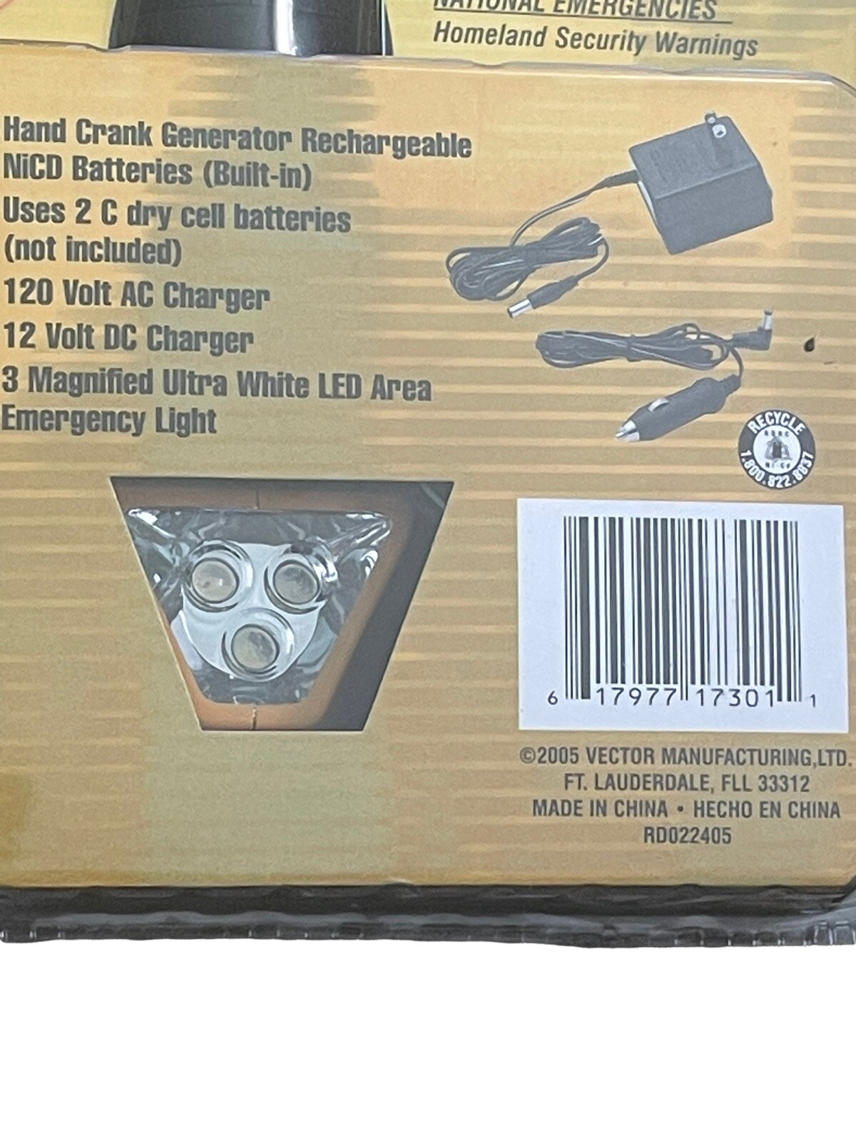 Vector AM/FM NOAA Emergency Weather Radio Light Hand Crank Generator VEC173 New