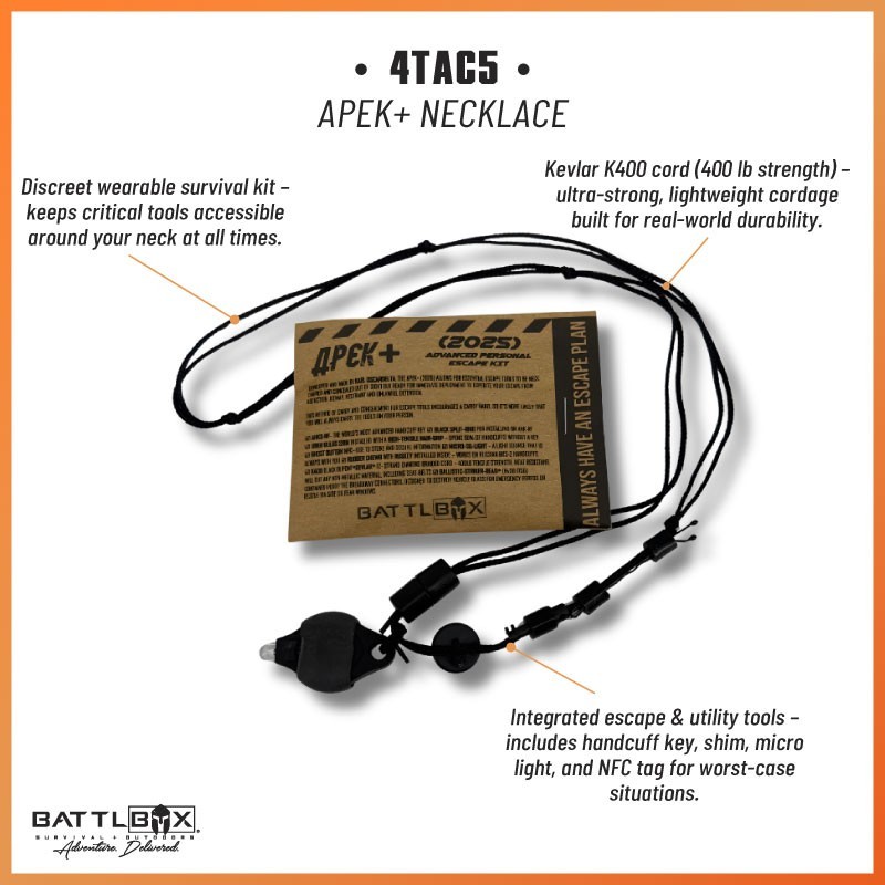 GTFO 4TAC5 APEK Plus EDC Survival Necklace Emergency Tool Kit Micro Light NFC