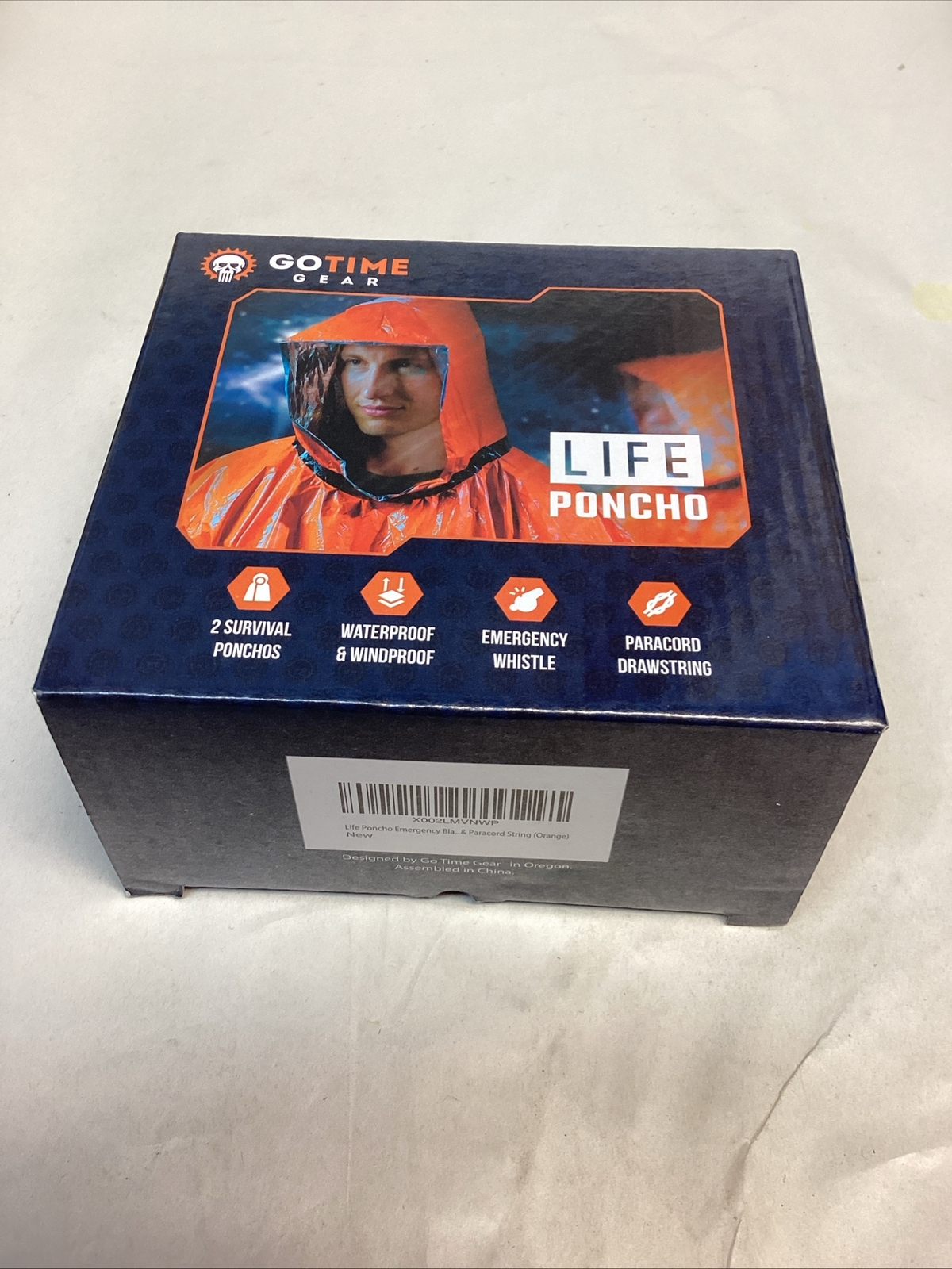 Go Time Gear Emergency Survival Poncho ,Whistle & Paracord (2-Pack) NEW