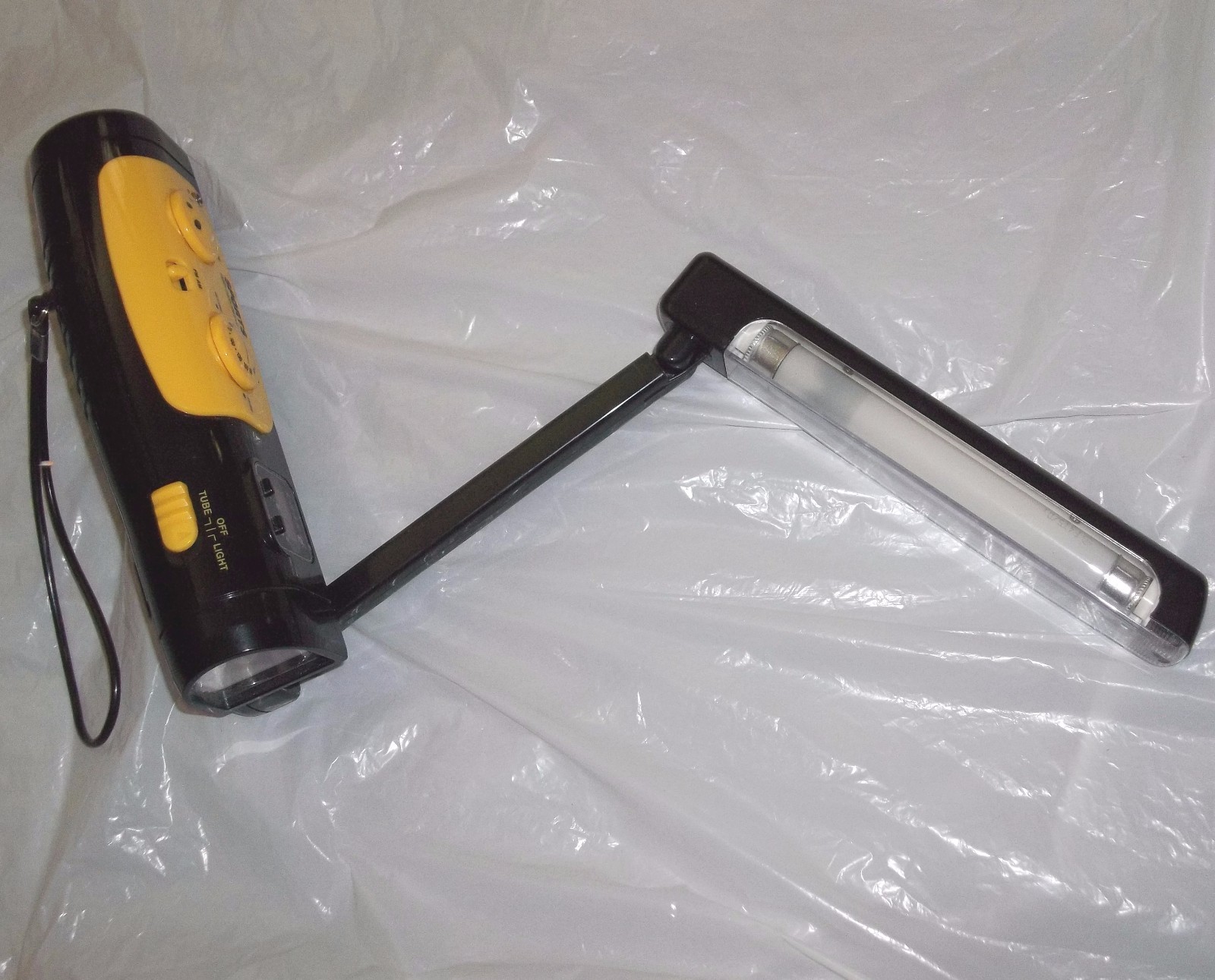 Sport AM/FM Radio Clock Torch Flashlight (Lamp) Black w/Yellow Trim, Adjust Lamp