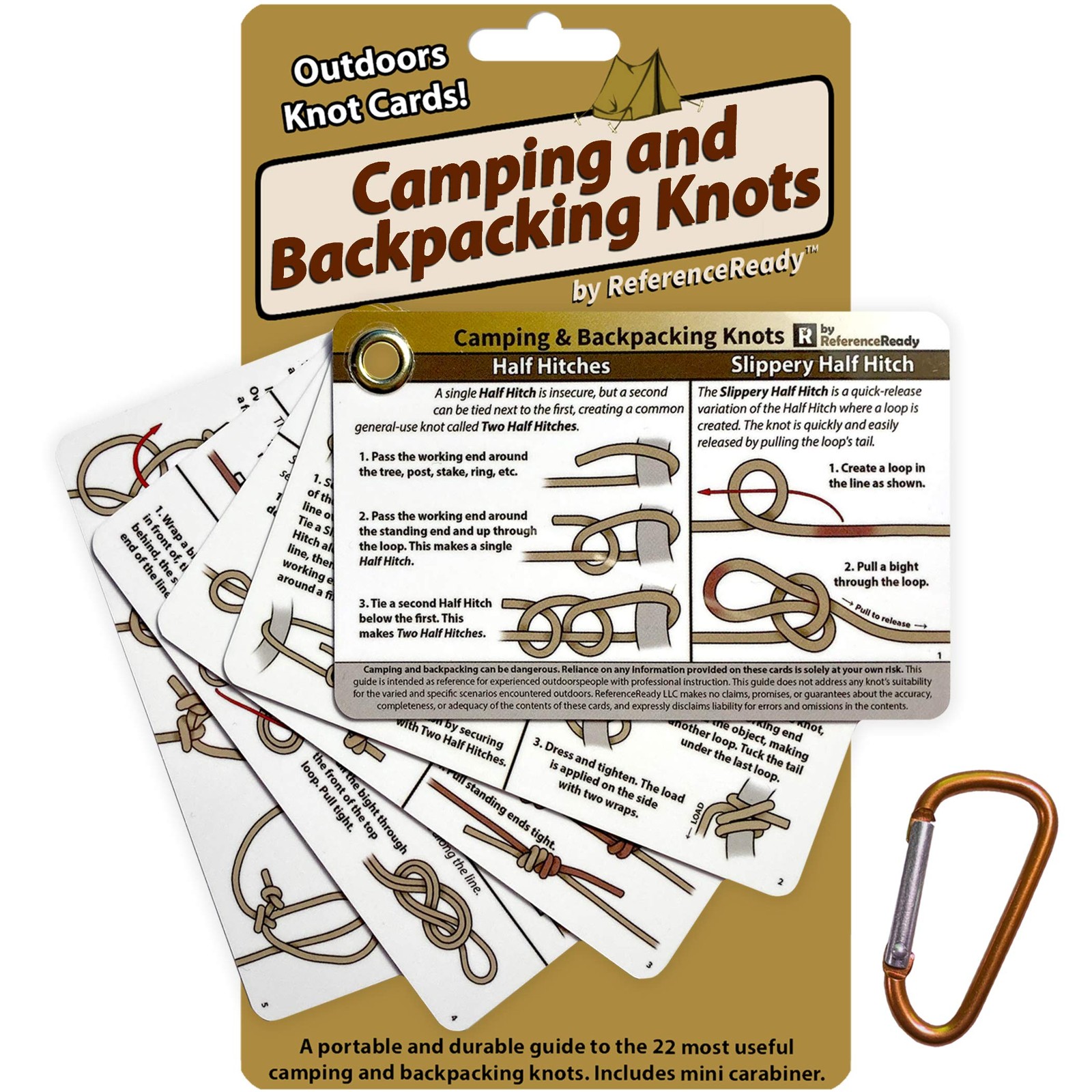 ReferenceReady Outdoor Knots Pocket Guide – Waterproof Sized, Brown