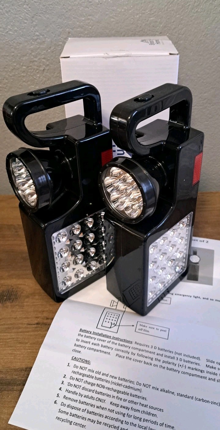 New Smart Home 3 in 1 Emergency Light • Set Of 2 For Camping Hiking Car Home