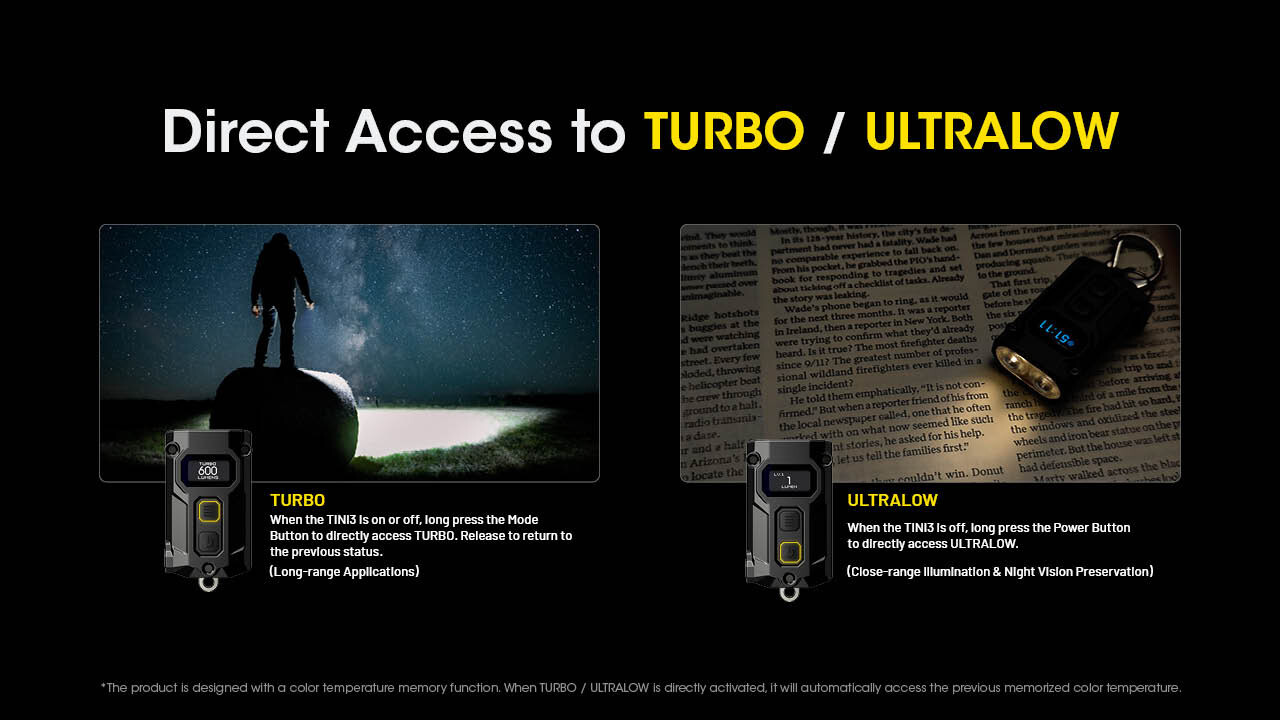 Nitecore TINI 3 600 Lumen Multi-Color Rechargeable Keychain Flashlight