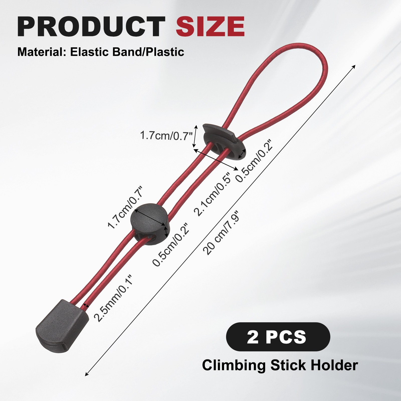 Climbing Stick Holder, Backpack Hiking Pole Ropes 8 Inch & 2 Pcs & Red