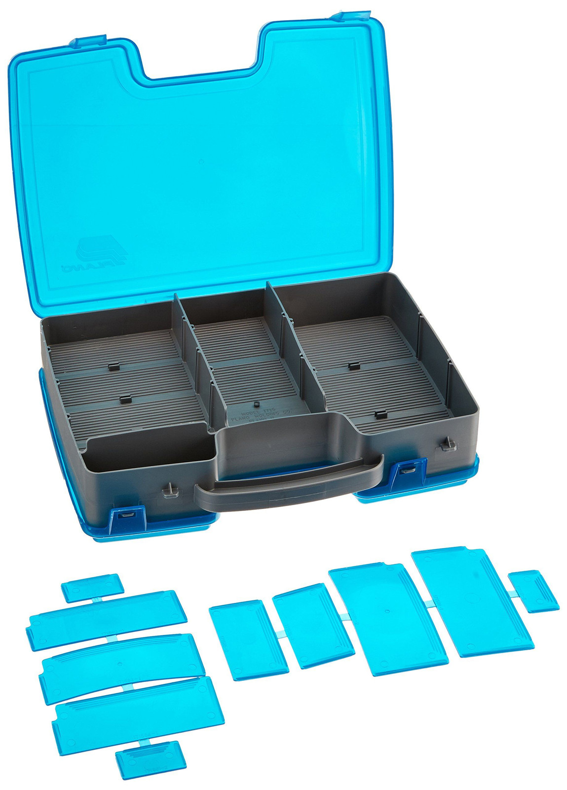 Plano Large 2 Sided Tackle Box, Metallic Gray & Blue, Medium Medium, Black