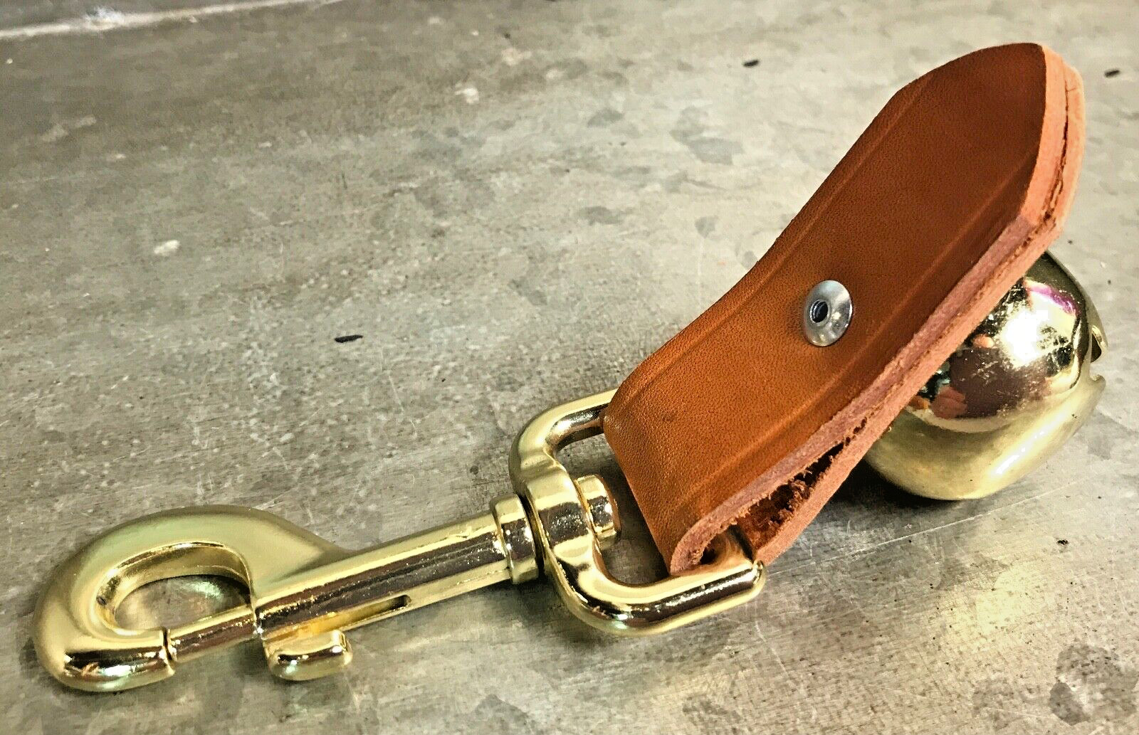 BEAR BELL HD Brown Leather Fob 5 3/4″ REPELS Predators Hike Fish Safety Man Dog