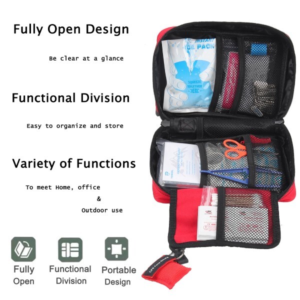 170 Pcs First Aid Kits For Survival Emergency Trauma Military Medical Travel Red