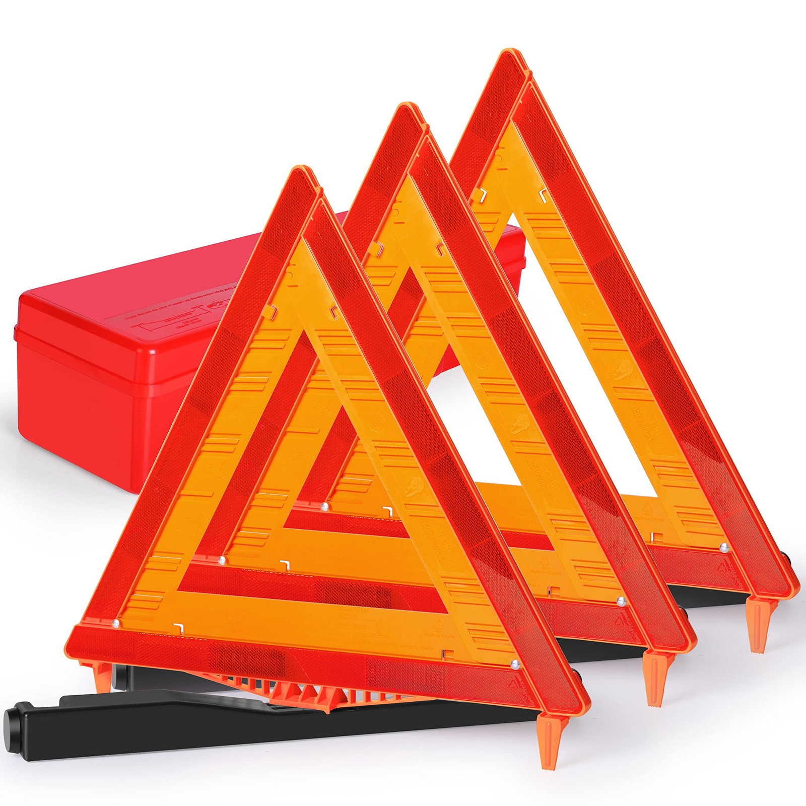 SAFEMATE 3 Pack Warning Triangle DOT Approved, Foldable Emergency 3 PCS