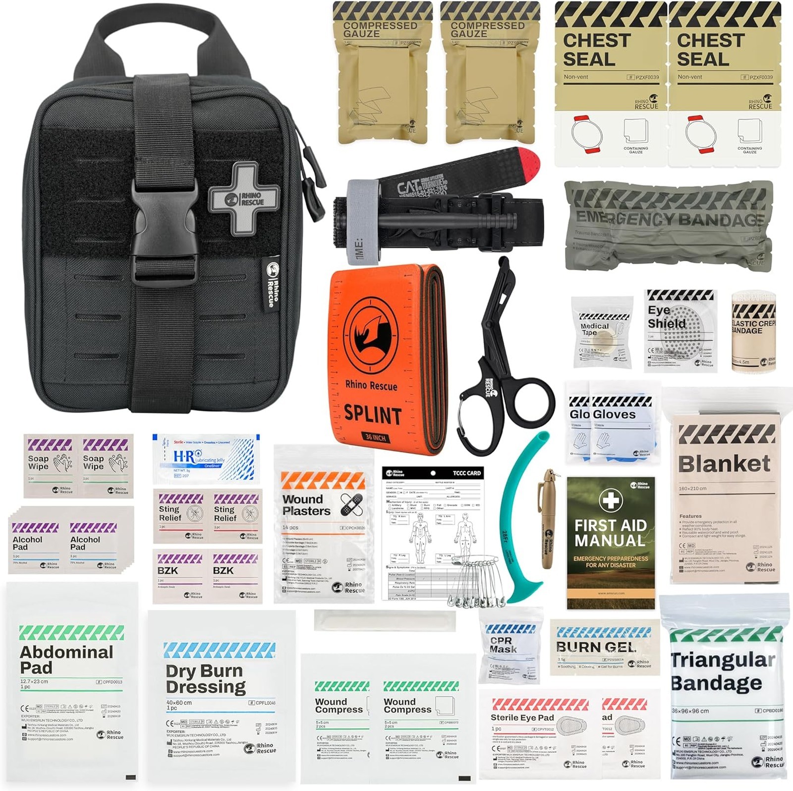 Trauma First Aid Kit with C-A-T Tourniquet Molle Pouch for Military Travel
