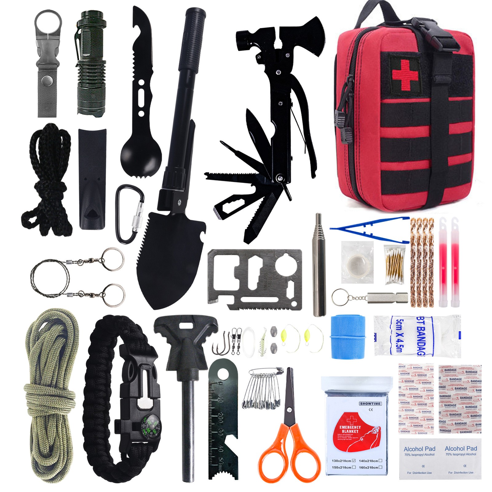 15 PCS Tactical Survival Gear Travel Outdoor Emergency Rescue Equipment Kit