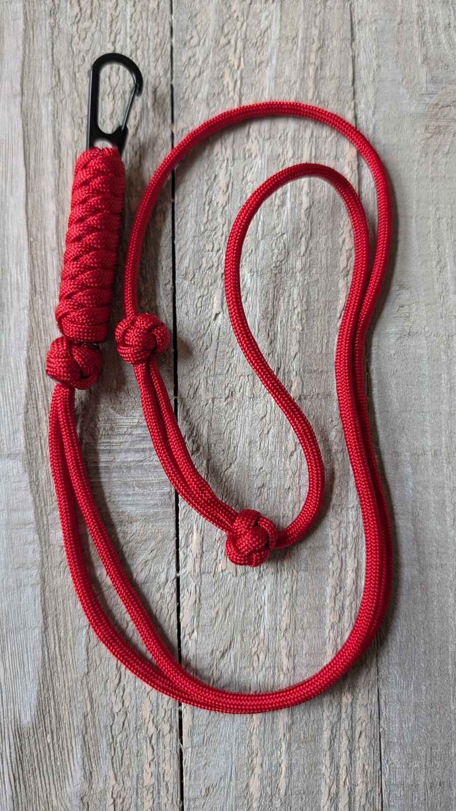 Paracord Neck Lanyard with Clip – Fully Adjustable – Red