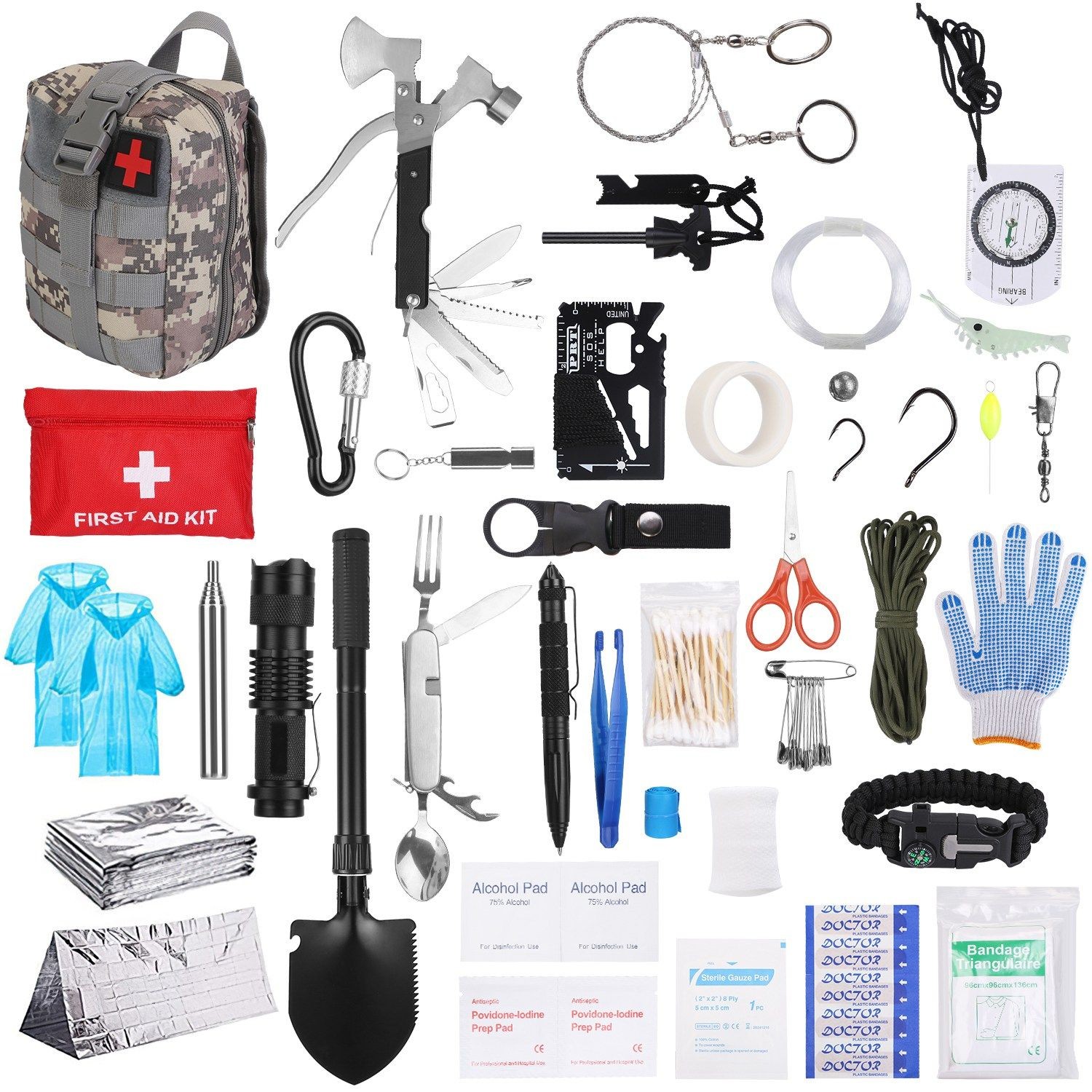 125Pc Emergency Survival Kit First Aid Kit Professional Survival Gear Equipment