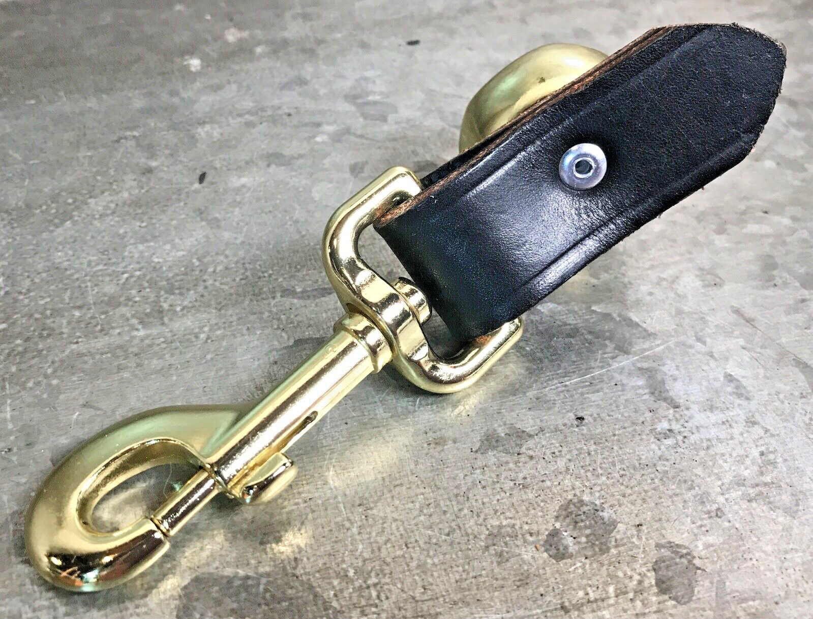 BEAR BELL HD Black Leather Fob 5 1/2″ REPELS Predators Hike Fish Safety Man Dog