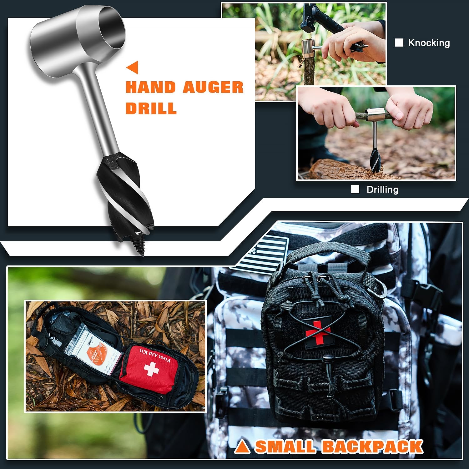 , Professional Survival Gear Set – First Aid Kit and Large Camping Backpack, …
