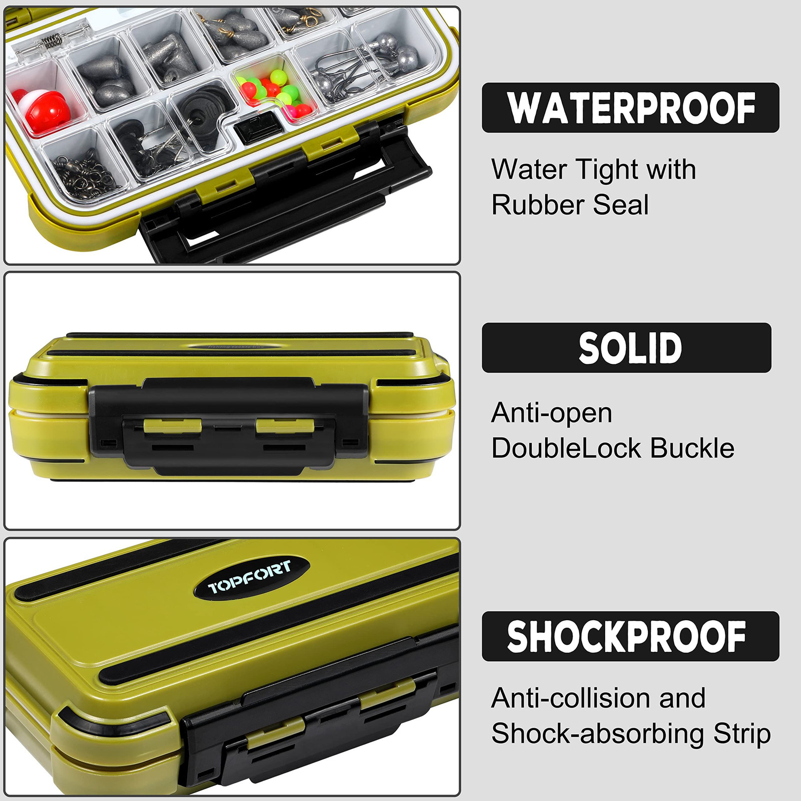 TOPFORT 187/343pcs 6.3 x 3.7 x 1.8 inches, 251pcs Fishing Accessories kit