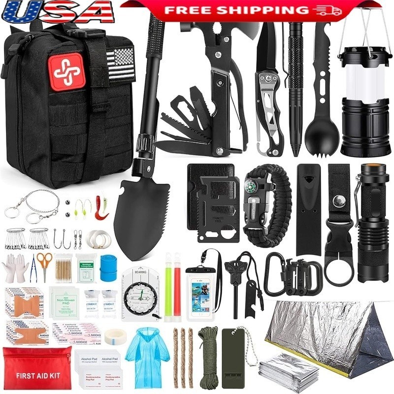 250Pcs Survival Gear First Aid Kit Emergency Tent Emergency Kit for Hiking New