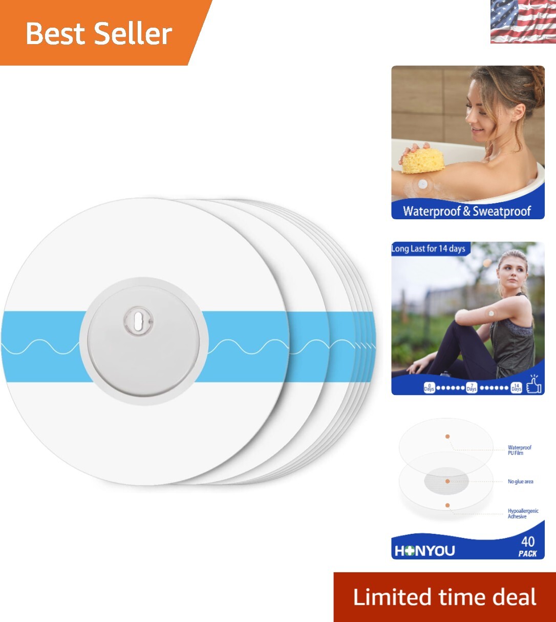 Hypoallergenic Waterproof Sensor Covers for Libre 3 – 15 Days of Full Protection
