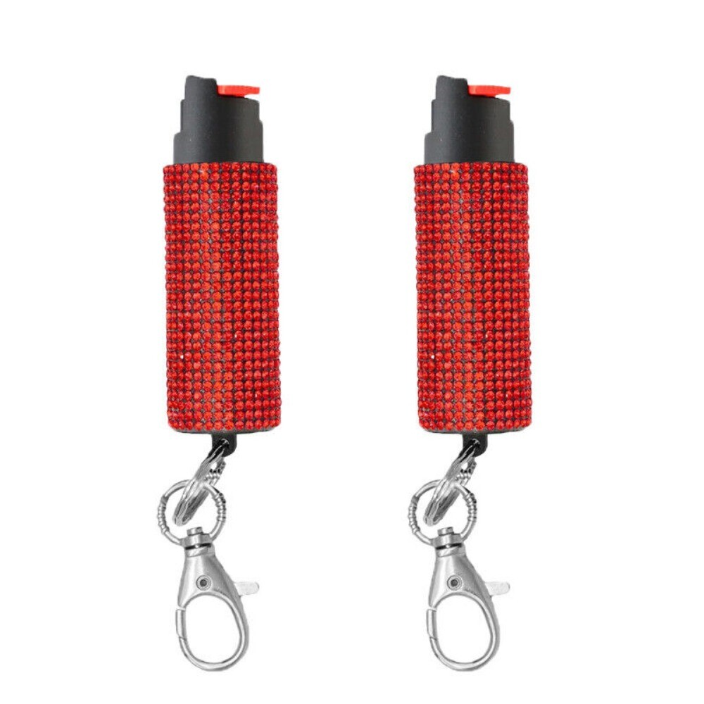 2 Pack Red Rhinestones WOMEN Defense OC 18% Pepper Spray 1/2 oz Jeweled Bling