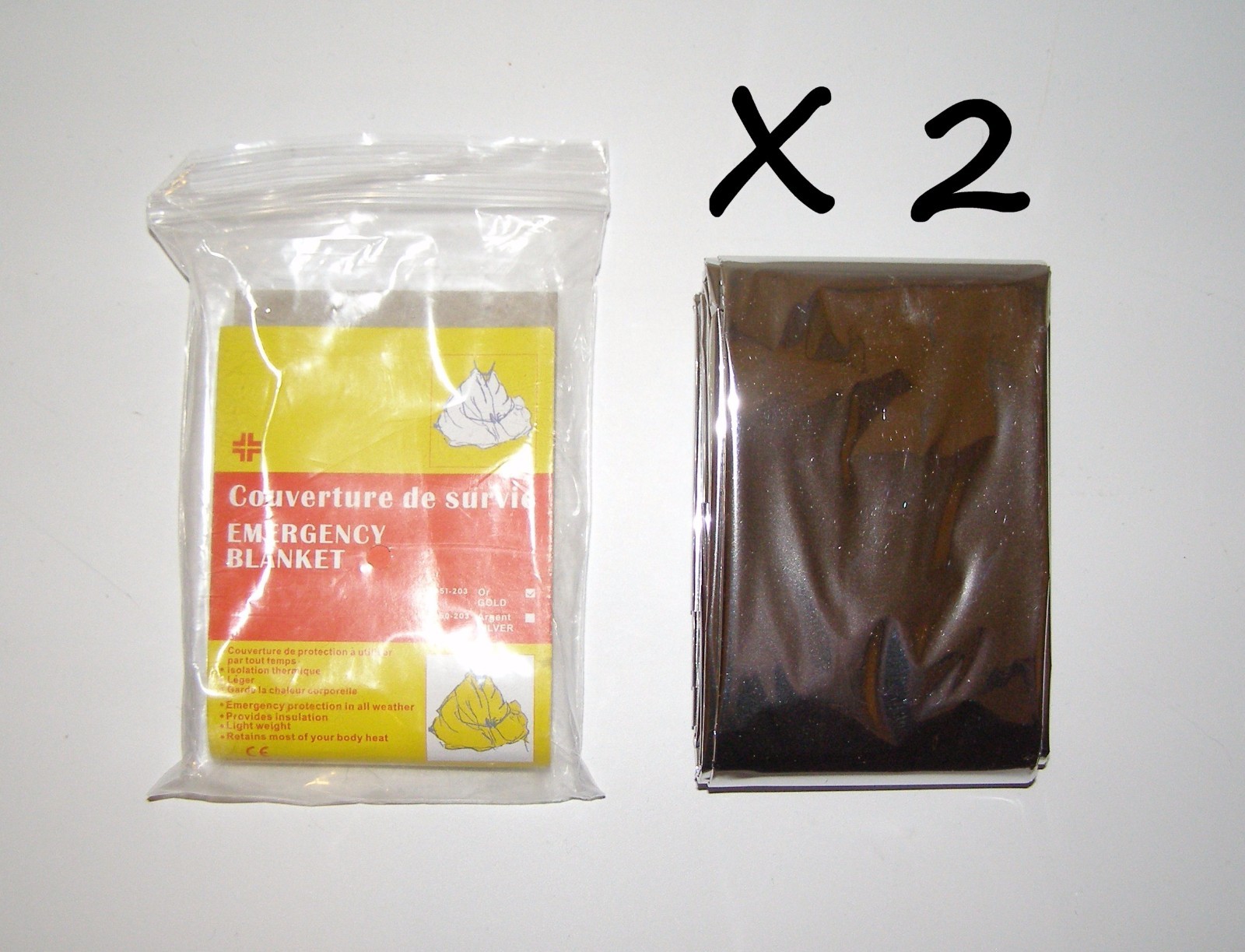 2 X Emergency Survival Insulation Mylar Blanket – Each 6.8 ft. x 4.35 ft. – NEW