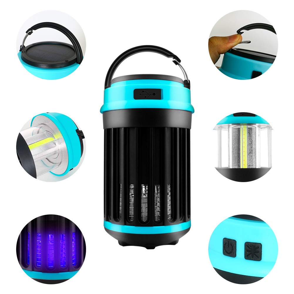 Solar LED Electric Shock Mosquito Killer Lamp Outdoor Waterproof USB Rechargeabl