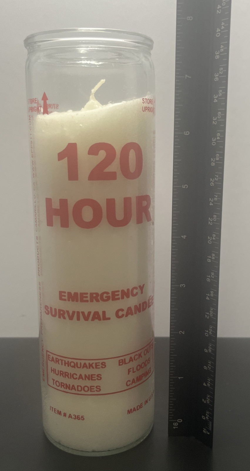 Emergency Survival Candle, 120 hour 8” Item A365 Outdoor