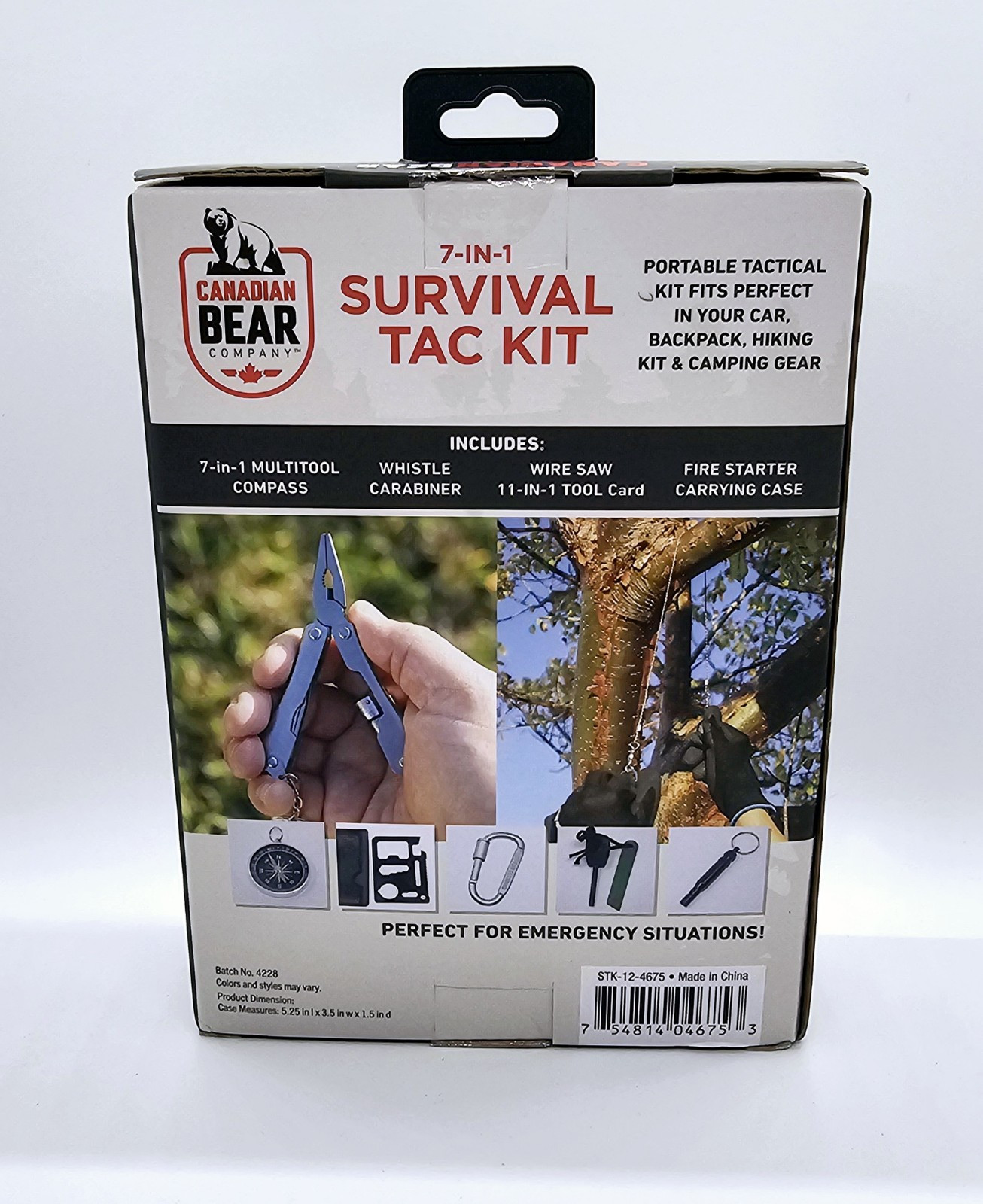 NEW Canadian Bear 7-in-1 Survival Tac Kit for Camping Backpacking Hiking Car