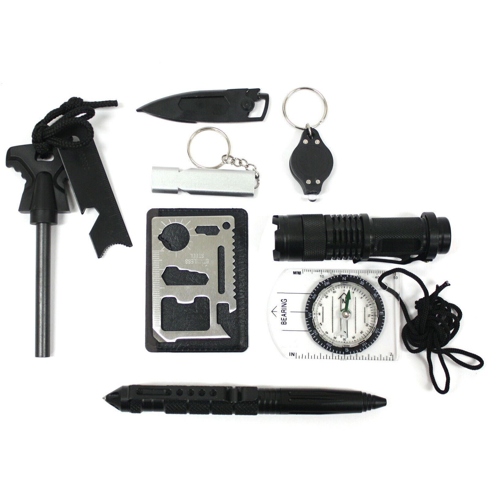 9 in 1 Solo Backpacking Survival Kit Compact EDC Outdoor Camping Emergency Gear