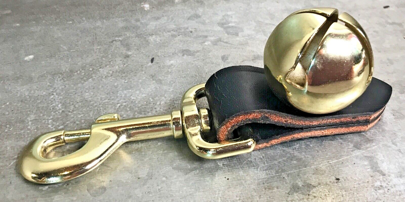 BEAR BELL HD Black Leather Fob 5 1/2″ REPELS Predators Hike Fish Safety Man Dog