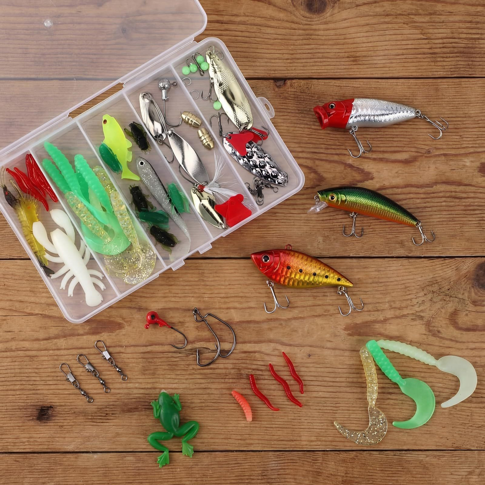 JolliLudo 78 Pcs Fishing Lures Kit with As shown in the figure, multicolored