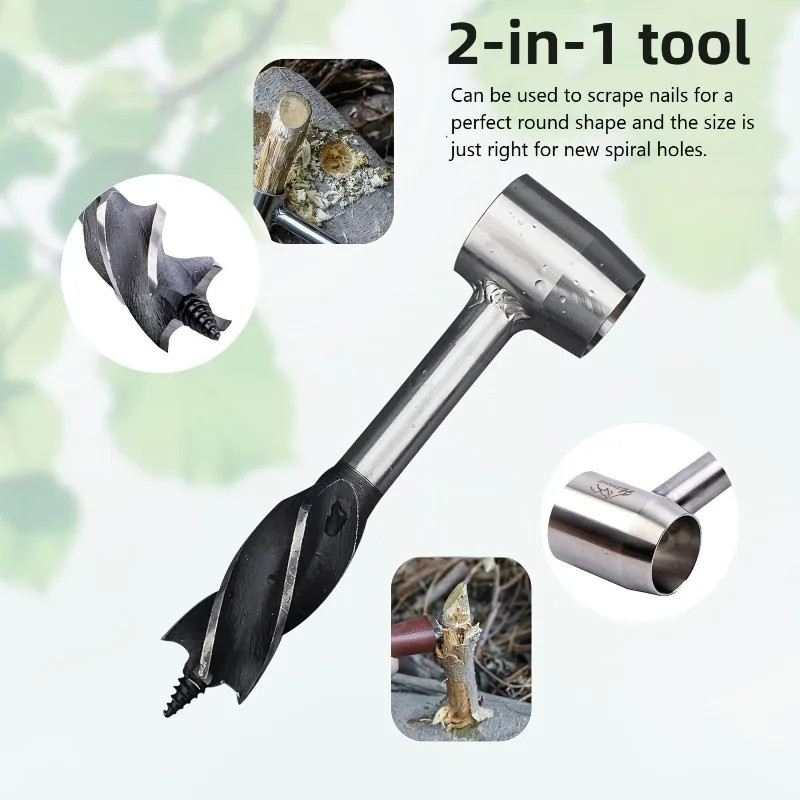 Bushcraft Auger Wrench Set, Survival Hand Drill Tool with Self-Tapping Drill Bit