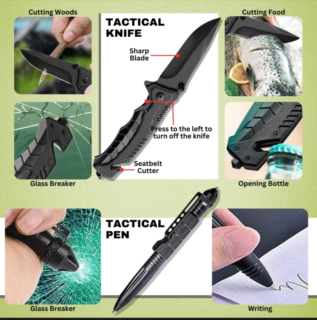 Survival Kit 28 in 1, Teakwood Survival Gear, Survival Gear Tool Emergency Gift