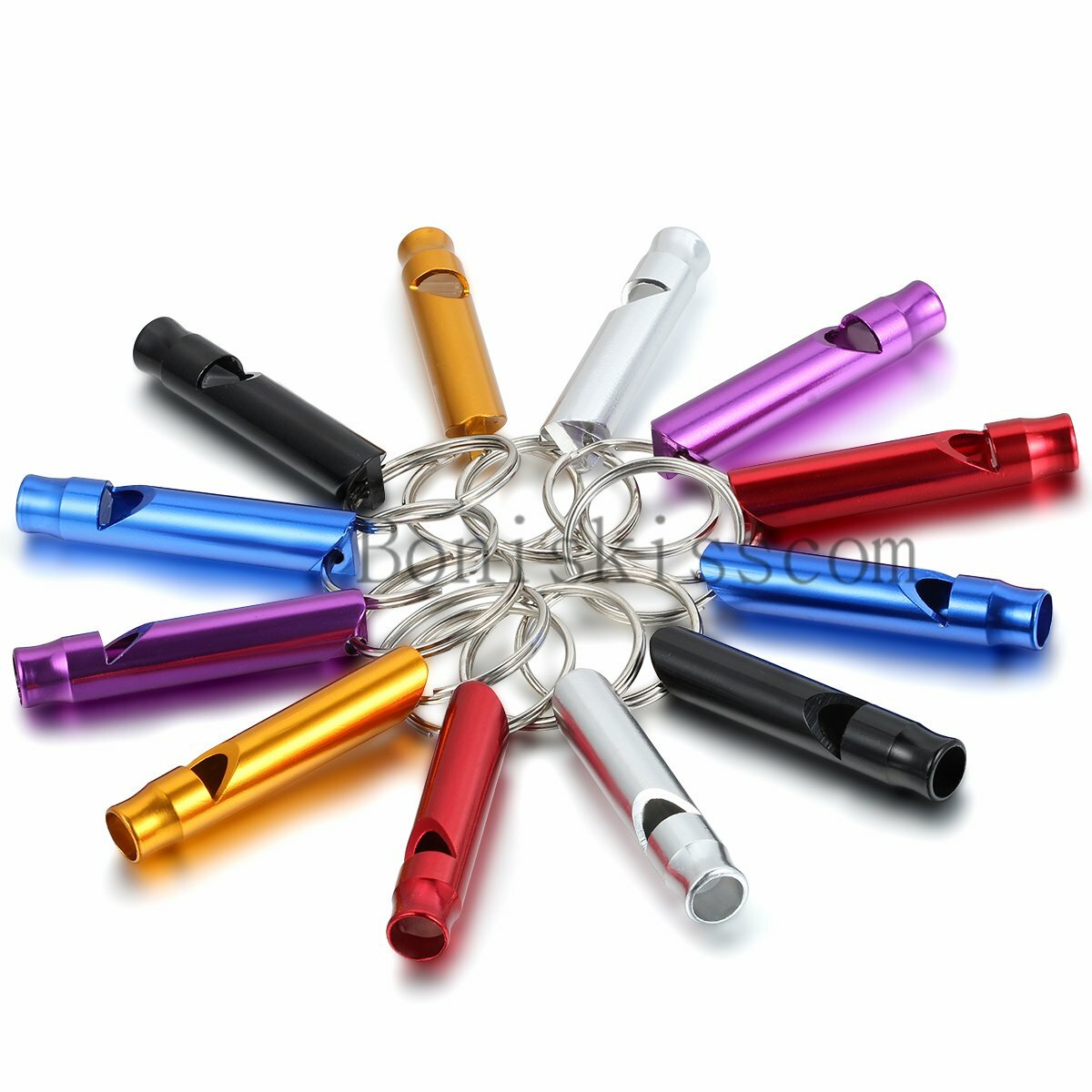 12pcs Long Mini Survival Emergency Whistles Keychain Camping Hiking Outdoor Tool