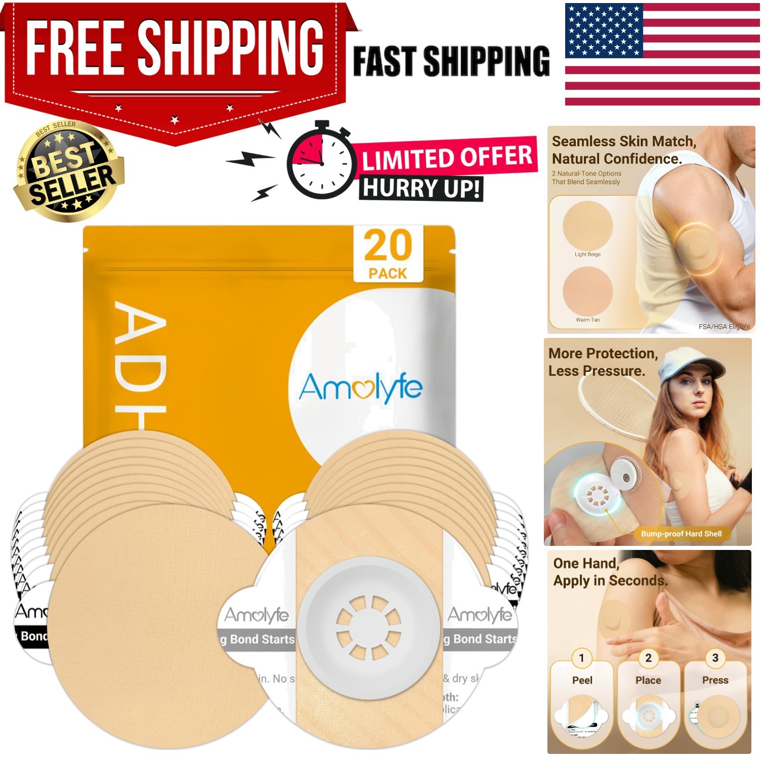 Hypoallergenic 20 Count Libre 3 Sensor Covers – Ultimate Comfort & Protection